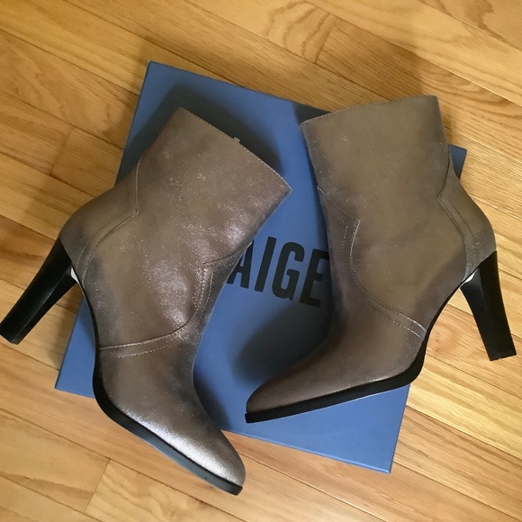 PAIGE Pilar Pointed Toe Heeled Bootie Gunmetal SZ 10 - Picture 6 of 16